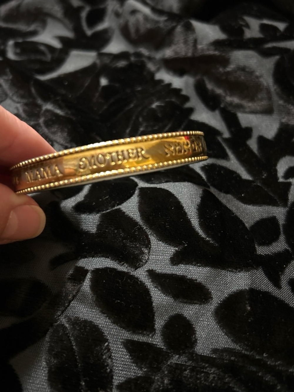 Gold-tone Engraved Sentiment Bangle Bracelet - Picture 1 of 3
